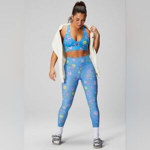 Floral Blue Fabletics Women's Leggings & Bra Set
